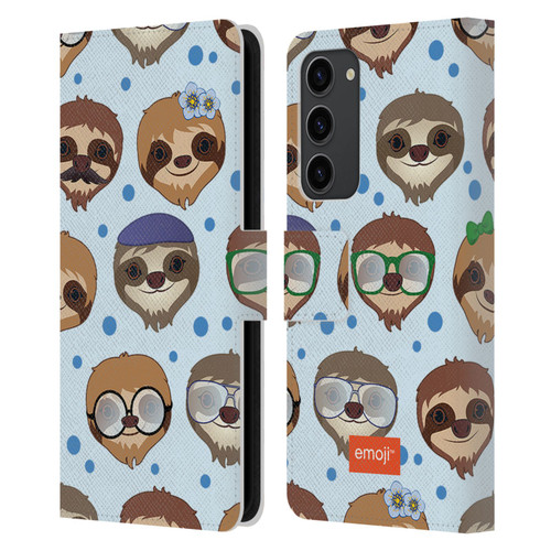 emoji® Sloth Pattern Leather Book Wallet Case Cover For Samsung Galaxy S23+ 5G