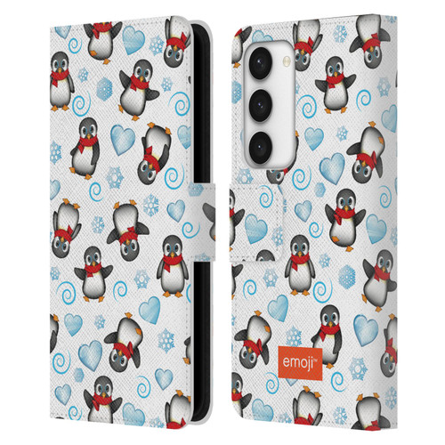 emoji® Winter Wonderland Penguins Leather Book Wallet Case Cover For Samsung Galaxy S23 5G