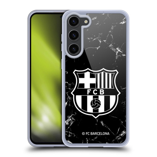 FC Barcelona Crest Patterns Black Marble Soft Gel Case for Samsung Galaxy S23+ 5G