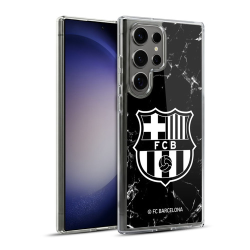 FC Barcelona Crest Patterns Black Marble Soft Gel Case for Samsung Galaxy S23 Ultra 5G & MagSafe