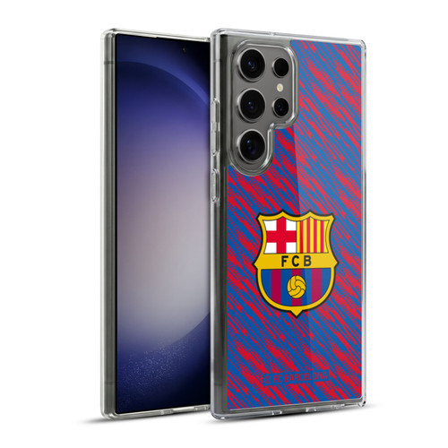 FC Barcelona Crest Patterns Glitch Soft Gel Case for Samsung Galaxy S23 Ultra 5G & MagSafe