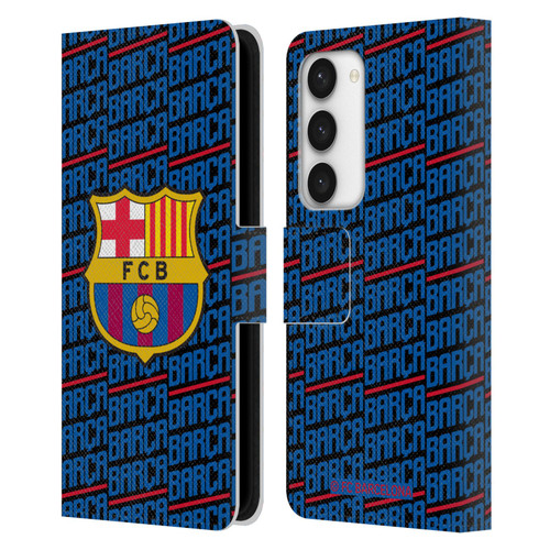 FC Barcelona Crest Patterns Barca Leather Book Wallet Case Cover For Samsung Galaxy S23 5G
