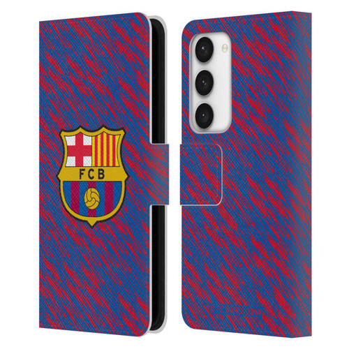 FC Barcelona Crest Patterns Glitch Leather Book Wallet Case Cover For Samsung Galaxy S23 5G