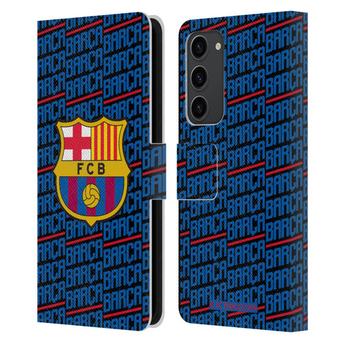 FC Barcelona Crest Patterns Barca Leather Book Wallet Case Cover For Samsung Galaxy S23+ 5G
