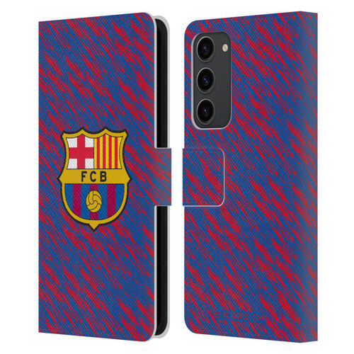 FC Barcelona Crest Patterns Glitch Leather Book Wallet Case Cover For Samsung Galaxy S23+ 5G