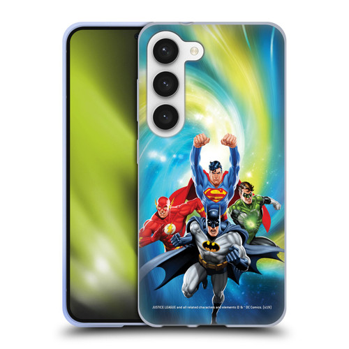 Justice League DC Comics Airbrushed Heroes Galaxy Soft Gel Case for Samsung Galaxy S23 5G