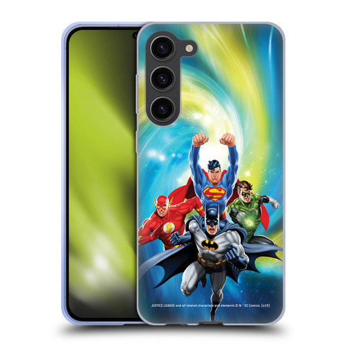 Justice League DC Comics Airbrushed Heroes Galaxy Soft Gel Case for Samsung Galaxy S23+ 5G