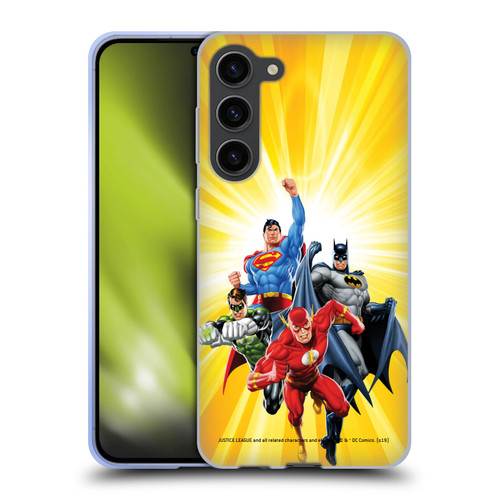 Justice League DC Comics Airbrushed Heroes Yellow Soft Gel Case for Samsung Galaxy S23+ 5G
