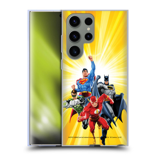 Justice League DC Comics Airbrushed Heroes Yellow Soft Gel Case for Samsung Galaxy S23 Ultra 5G