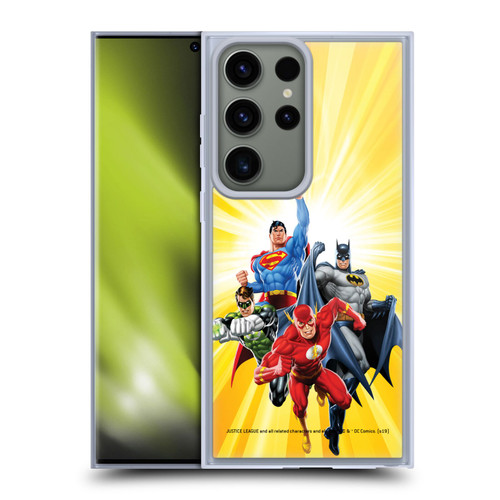 Justice League DC Comics Airbrushed Heroes Yellow Soft Gel Case for Samsung Galaxy S23 Ultra 5G