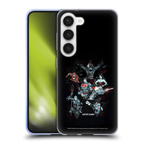 Justice League DC Comics Dark Electric Graphics Heroes Triangle Soft Gel Case for Samsung Galaxy S23 5G