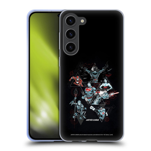 Justice League DC Comics Dark Electric Graphics Heroes Triangle Soft Gel Case for Samsung Galaxy S23+ 5G