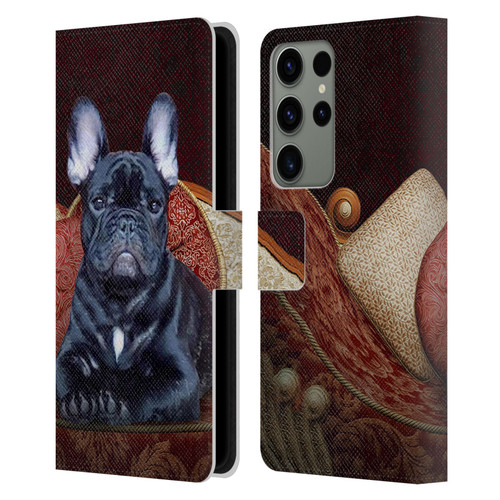 Klaudia Senator French Bulldog 2 Classic Couch Leather Book Wallet Case Cover For Samsung Galaxy S23 Ultra 5G