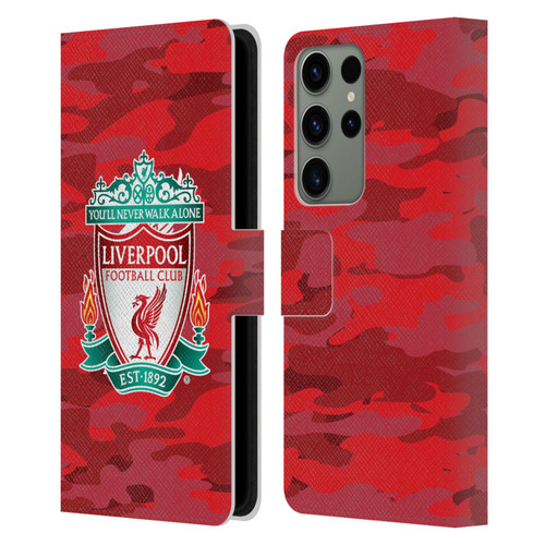 Liverpool Football Club Camou Home Colourways Crest Leather Book Wallet Case Cover For Samsung Galaxy S23 Ultra 5G