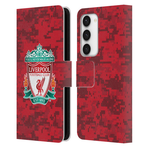 Liverpool Football Club Digital Camouflage Home Red Crest Leather Book Wallet Case Cover For Samsung Galaxy S23 5G
