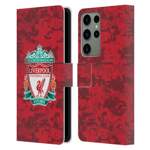 Liverpool Football Club Digital Camouflage Home Red Crest Leather Book Wallet Case Cover For Samsung Galaxy S23 Ultra 5G