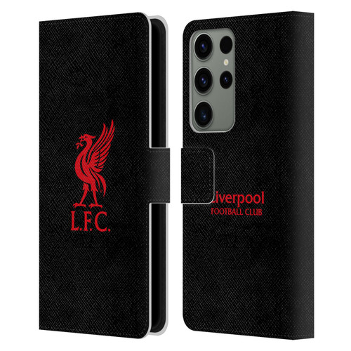 Liverpool Football Club Liver Bird Red Logo On Black Leather Book Wallet Case Cover For Samsung Galaxy S23 Ultra 5G