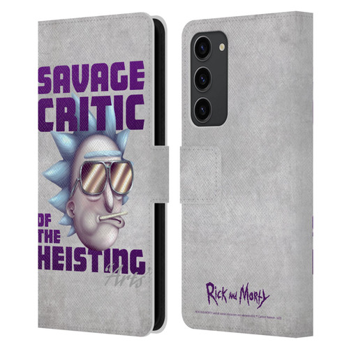 Rick And Morty Season 4 Graphics Savage Critic Leather Book Wallet Case Cover For Samsung Galaxy S23+ 5G