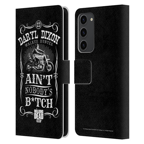 AMC The Walking Dead Daryl Dixon Biker Art Motorcycle Black White Leather Book Wallet Case Cover For Samsung Galaxy S23+ 5G