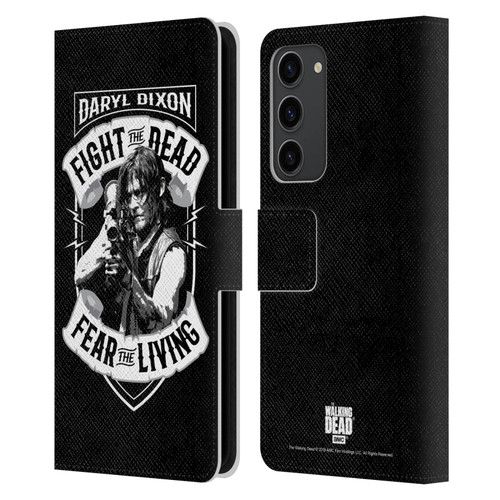 AMC The Walking Dead Daryl Dixon Biker Art RPG Black White Leather Book Wallet Case Cover For Samsung Galaxy S23+ 5G