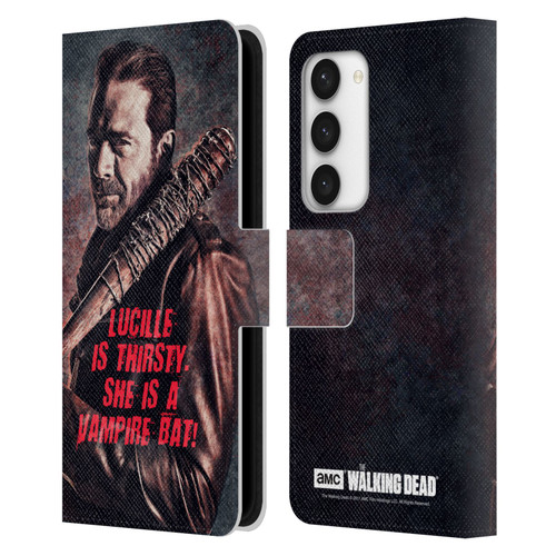 AMC The Walking Dead Negan Lucille Vampire Bat Leather Book Wallet Case Cover For Samsung Galaxy S23 5G