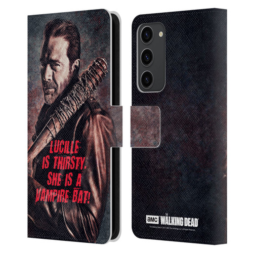 AMC The Walking Dead Negan Lucille Vampire Bat Leather Book Wallet Case Cover For Samsung Galaxy S23+ 5G