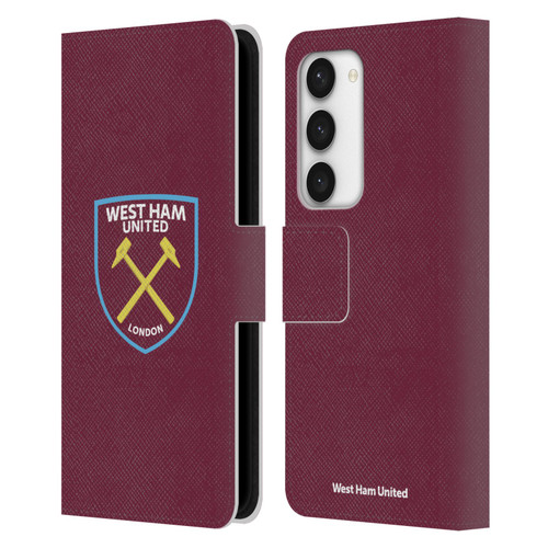 West Ham United FC Crest Full Colour Leather Book Wallet Case Cover For Samsung Galaxy S23 5G