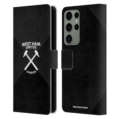 West Ham United FC Hammer Marque Kit Black & White Gradient Leather Book Wallet Case Cover For Samsung Galaxy S23 Ultra 5G