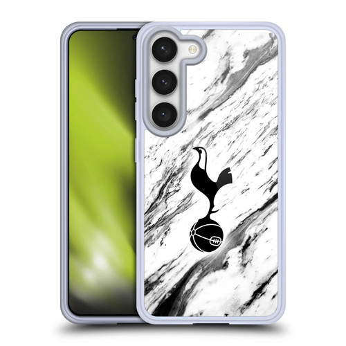 Tottenham Hotspur F.C. Badge Black And White Marble Soft Gel Case for Samsung Galaxy S23 5G
