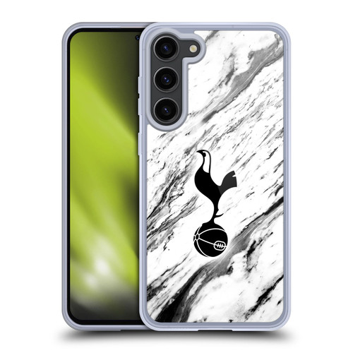 Tottenham Hotspur F.C. Badge Black And White Marble Soft Gel Case for Samsung Galaxy S23+ 5G
