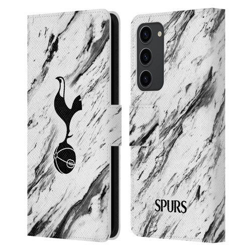 Tottenham Hotspur F.C. Badge Black And White Marble Leather Book Wallet Case Cover For Samsung Galaxy S23+ 5G