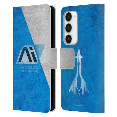 EA Bioware Mass Effect Andromeda Graphics Initiative Distressed Leather Book Wallet Case Cover For Samsung Galaxy S23 5G