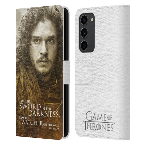 HBO Game of Thrones Character Portraits Jon Snow Leather Book Wallet Case Cover For Samsung Galaxy S23+ 5G