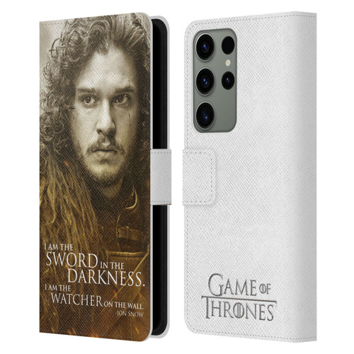 HBO Game of Thrones Character Portraits Jon Snow Leather Book Wallet Case Cover For Samsung Galaxy S23 Ultra 5G