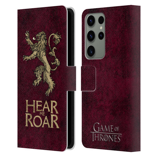 HBO Game of Thrones Dark Distressed Look Sigils Lannister Leather Book Wallet Case Cover For Samsung Galaxy S23 Ultra 5G