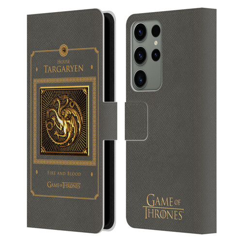 HBO Game of Thrones Golden Sigils Targaryen Border Leather Book Wallet Case Cover For Samsung Galaxy S23 Ultra 5G