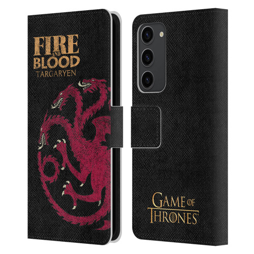 HBO Game of Thrones House Mottos Targaryen Leather Book Wallet Case Cover For Samsung Galaxy S23+ 5G