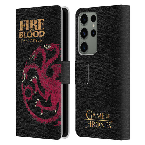HBO Game of Thrones House Mottos Targaryen Leather Book Wallet Case Cover For Samsung Galaxy S23 Ultra 5G