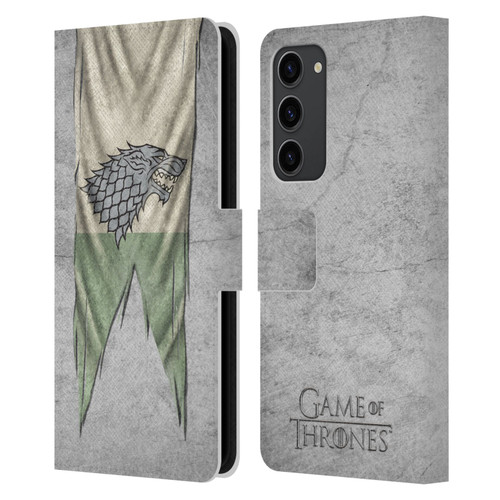 HBO Game of Thrones Sigil Flags Stark Leather Book Wallet Case Cover For Samsung Galaxy S23+ 5G