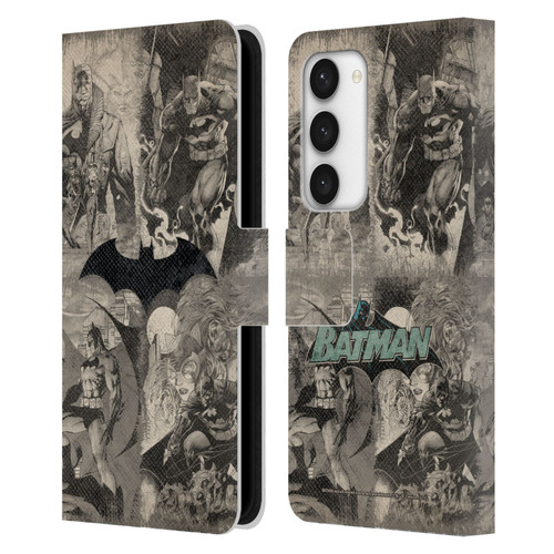 Batman DC Comics Hush Logo Collage Distressed Leather Book Wallet Case Cover For Samsung Galaxy S23 5G