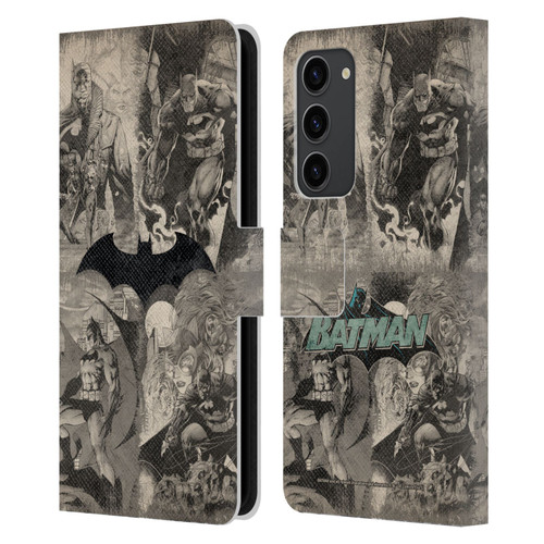 Batman DC Comics Hush Logo Collage Distressed Leather Book Wallet Case Cover For Samsung Galaxy S23+ 5G
