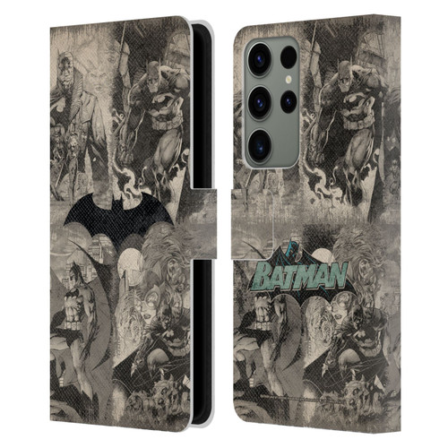 Batman DC Comics Hush Logo Collage Distressed Leather Book Wallet Case Cover For Samsung Galaxy S23 Ultra 5G