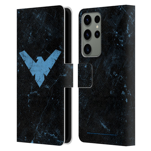Batman DC Comics Nightwing Logo Grunge Leather Book Wallet Case Cover For Samsung Galaxy S23 Ultra 5G