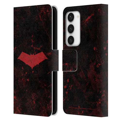 Batman DC Comics Red Hood Logo Grunge Leather Book Wallet Case Cover For Samsung Galaxy S23 5G