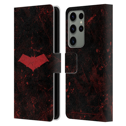 Batman DC Comics Red Hood Logo Grunge Leather Book Wallet Case Cover For Samsung Galaxy S23 Ultra 5G