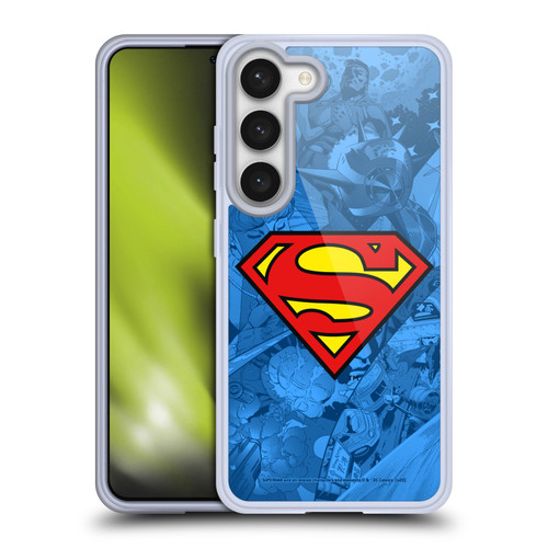 Superman DC Comics Comicbook Art Collage Soft Gel Case for Samsung Galaxy S23 5G & MagSafe