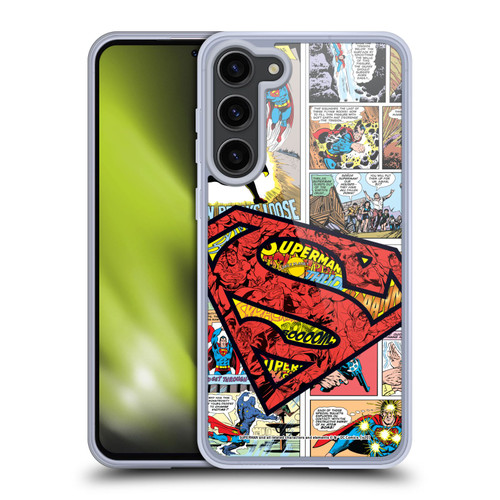 Superman DC Comics Comicbook Art Oversized Logo Soft Gel Case for Samsung Galaxy S23+ 5G & MagSafe