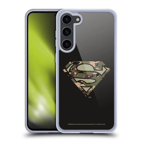 Superman DC Comics Logos Camouflage Soft Gel Case for Samsung Galaxy S23+ 5G & MagSafe