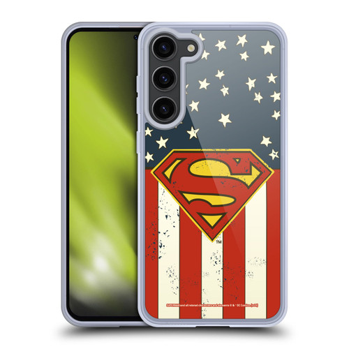Superman DC Comics Logos U.S. Flag Soft Gel Case for Samsung Galaxy S23+ 5G