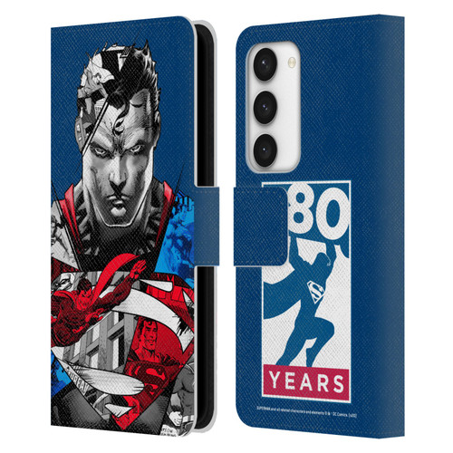 Superman DC Comics 80th Anniversary Collage Leather Book Wallet Case Cover For Samsung Galaxy S23 5G